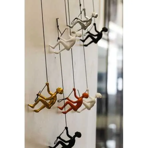 6" x 3" x 3" Resin Multicolor 9 Pack Climbing Man