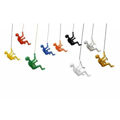 6" x 3" x 3" Resin Multicolor 9 Pack Climbing Man