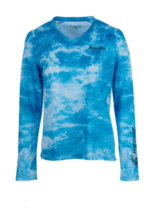 Bimini Bay Women's Undertow Camo Blue Long Sleeve