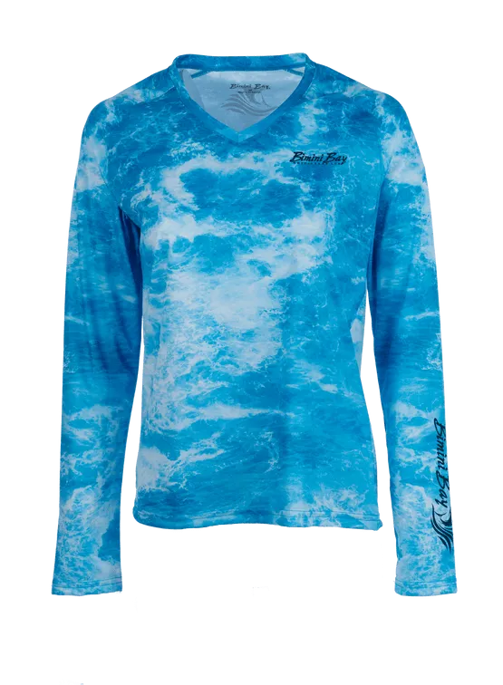 Bimini Bay Women's Undertow Camo Blue Long Sleeve