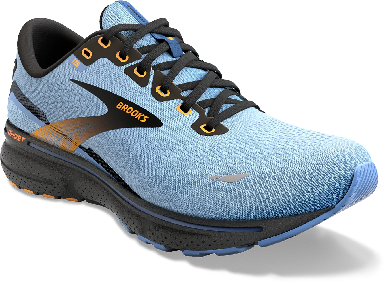 Brooks Women's Ghost 15 Running Shoe - Light Blue/Black/Yellow 1203801B437