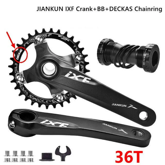 JIANKUN MTB Crankset 1X System BCD104 Mountain Bike 170mm Crank BB Bottom Bracket Set External Crankset Pedalier Candle For axis