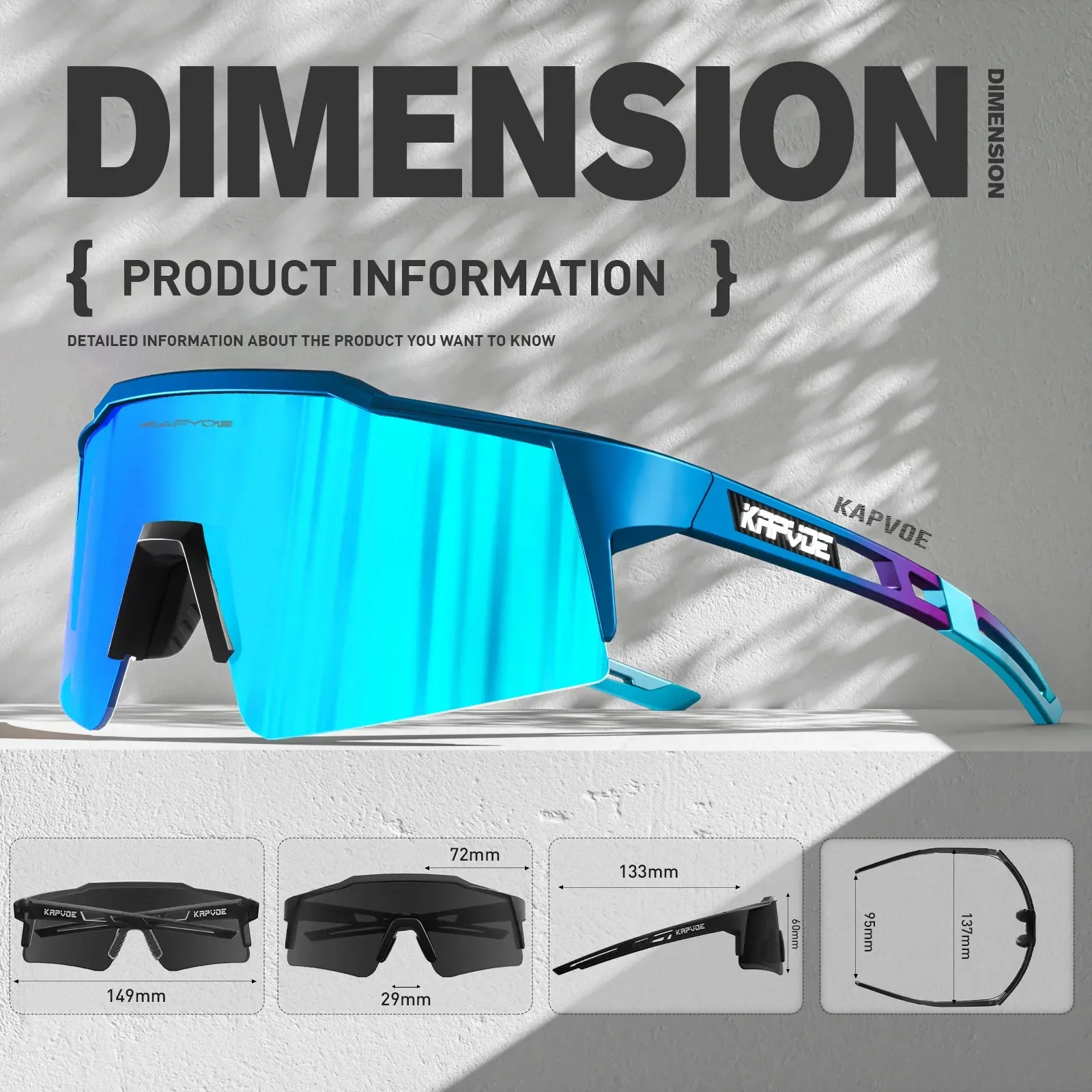 Kapvoe Sport Eyewear Mountain Bike Sport Cycling Glasses Outdoor Cycling Goggles  Men Cycling Sunglasses MTB Sunglasses 4lens