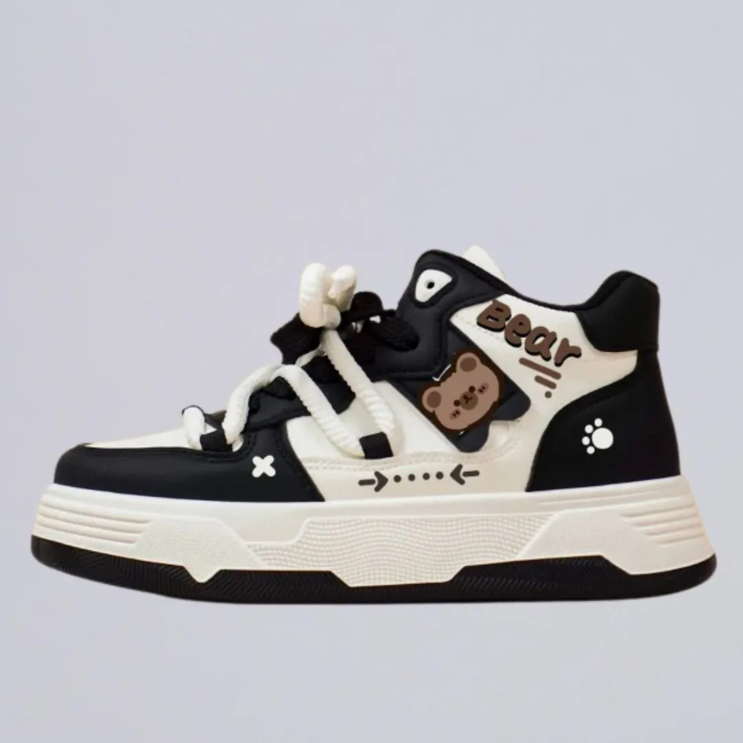 Kawaii Bear Chunky Mid Top Shoes - Women's