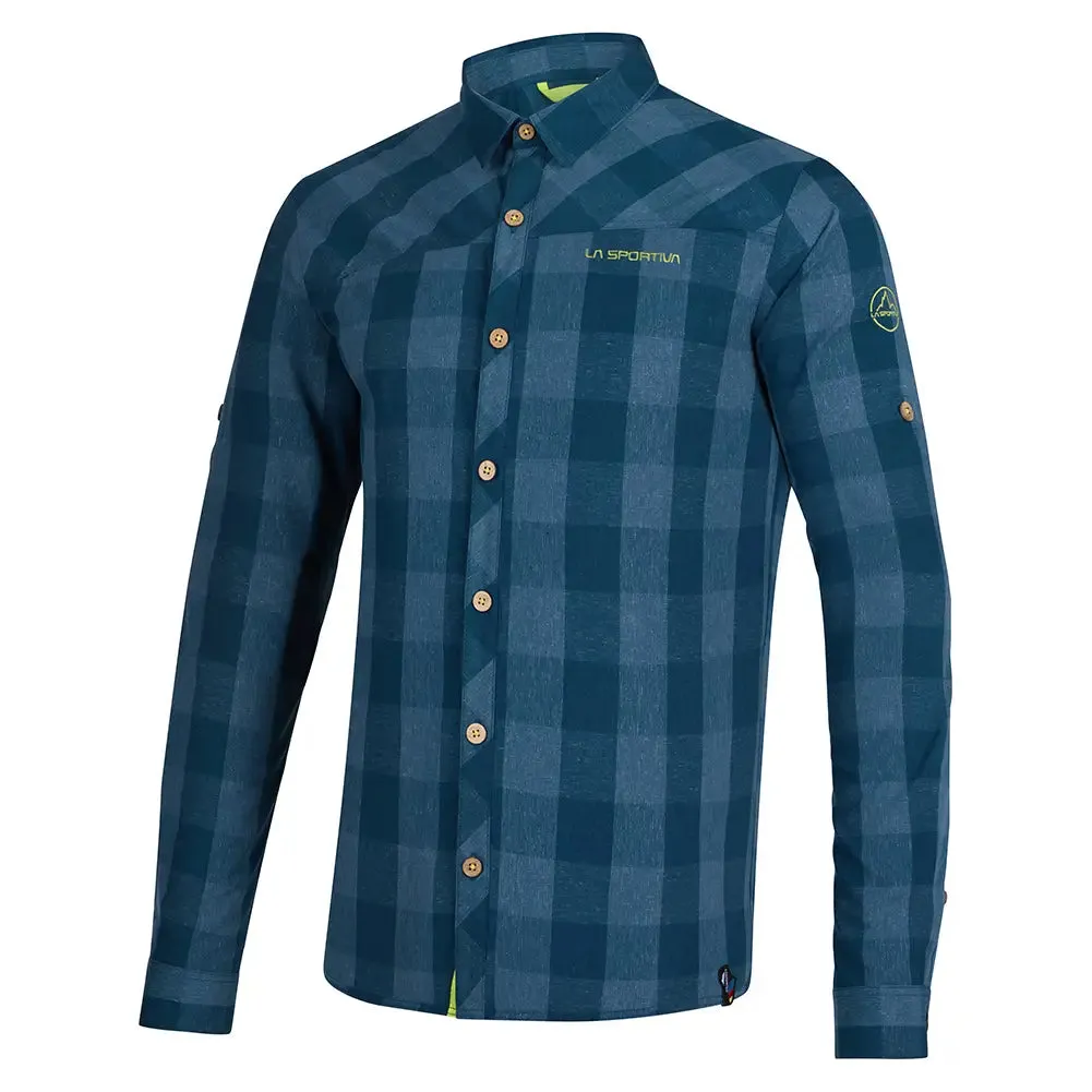 La Sportiva Andes Long Sleeve Mens Shirt - Storm Blue/Lime Punch