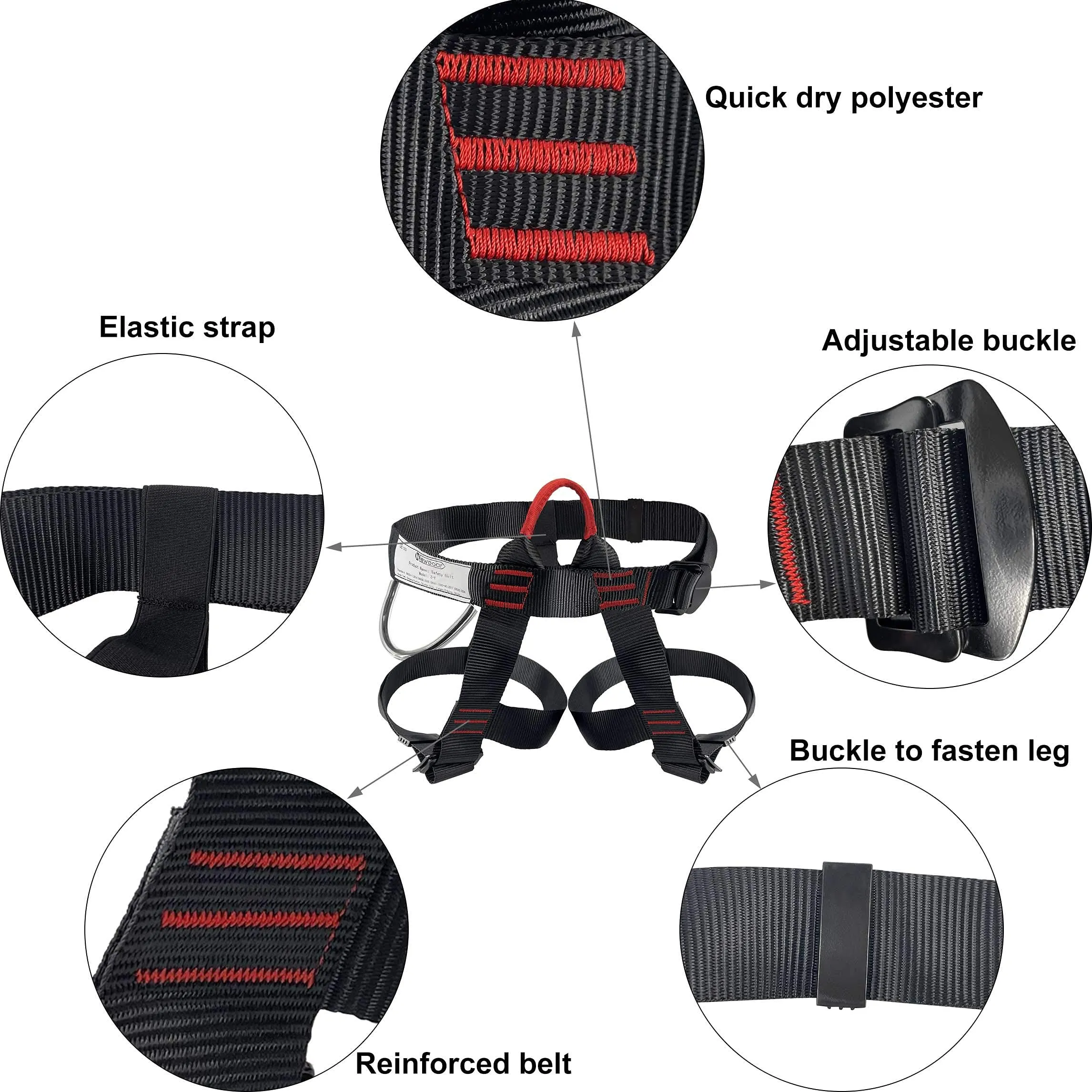 NewDoar Adjustable Thickness Climbing Harness, Wider Half Body Harness