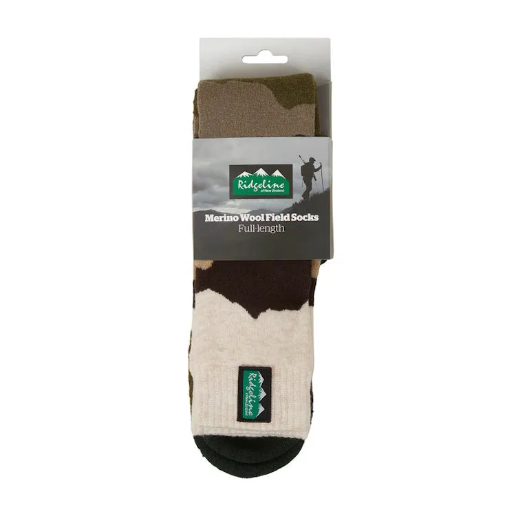 Ridgeline Full Length Merino Wool Socks - Olive Stripes