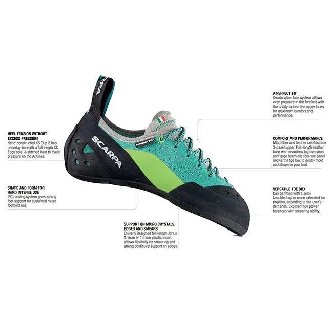 Scarpa Maestro Eco Womens Climbing Shoe - Gree/Blue