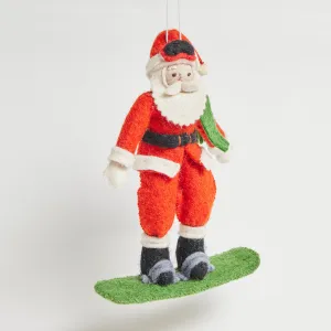 Snowboarding Santa Ornament