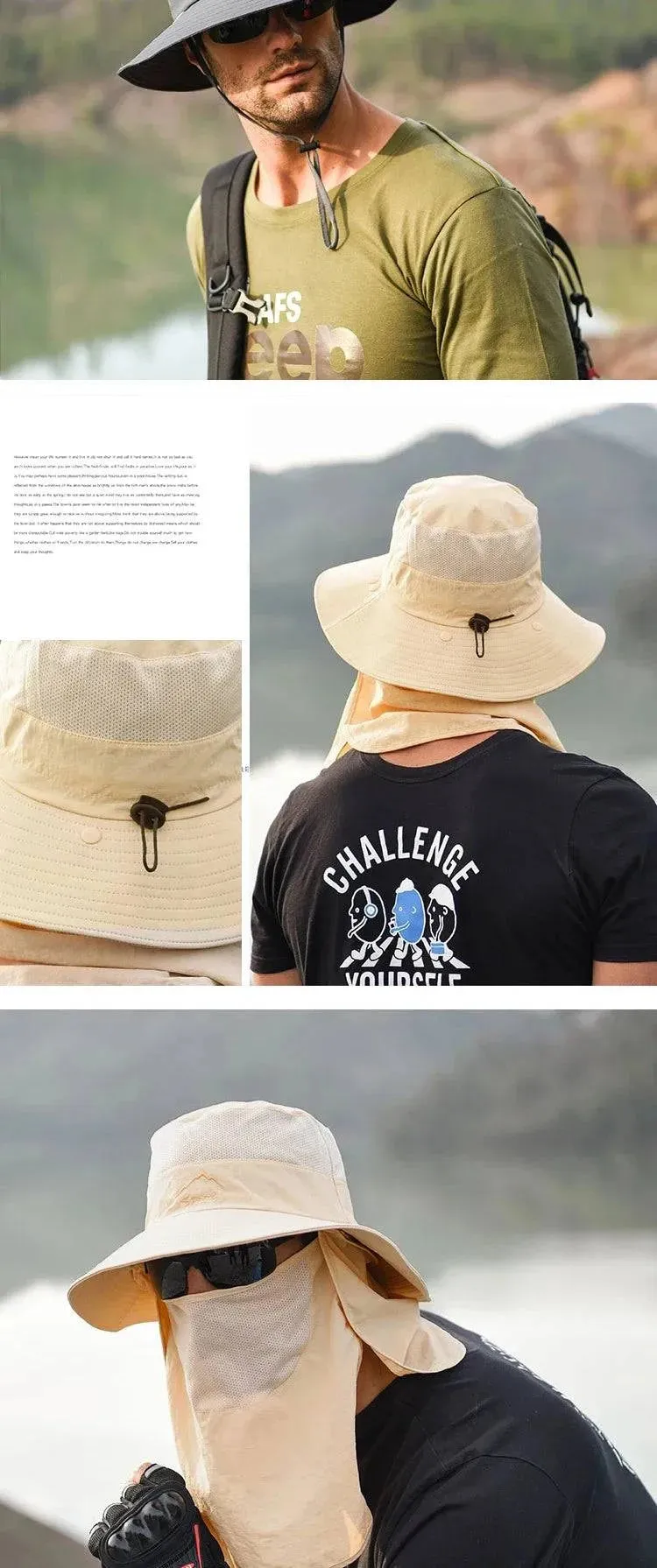 Summer Quick Dryng UV Protection Fisherman Cap Face Neck Cover Outdoor Fishing Cycling Removable Men Visor Hat Women Bucket Hat