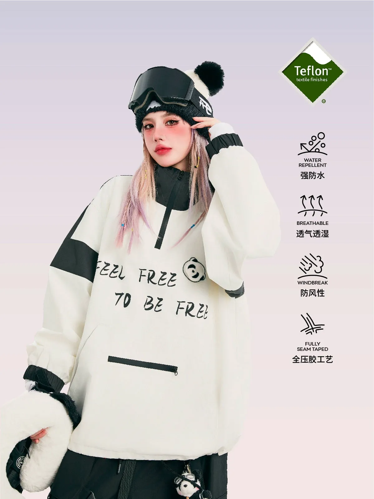 Swagli Panda Black & White Snowboard Pullover