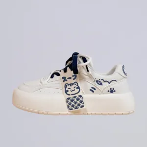 Ultra Kawaii Kitty Colorblock White Sneakers - Women's